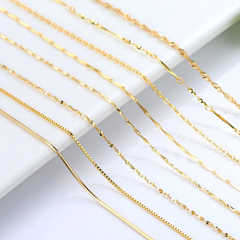 14K Gold Plated Necklace 18 Inches Water Wave Chain Snake Bone Chain Necklace for Women DIY Jewelry Making