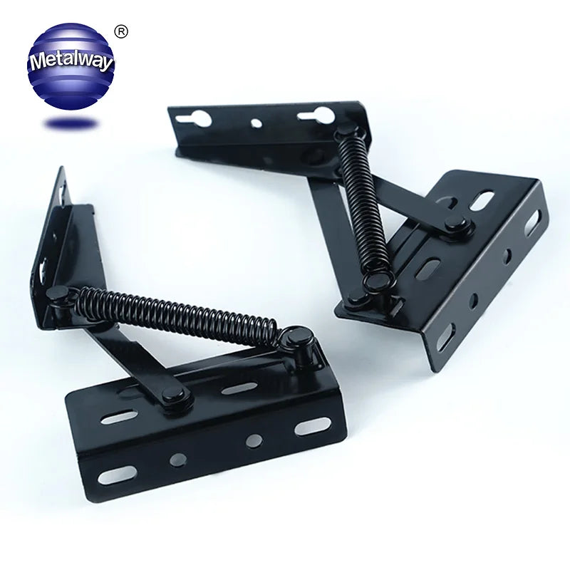2pcs Iron Functional Hardware Frame Desk Mechanism Spring Standing Rack Hinge Bracket Folding Lift Top Coffee Table High Loading
