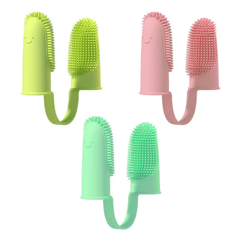 New Eco-Friendly Soft Silicone Double Finger Toothbrush for Pets Cats and Dogs Teeth Cleaning
