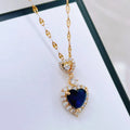 Luxury 18K Gold Stainless Steel Crystal Love Heart Pendant Necklace Bling Cz Zirconia Heart Necklace for Women Jewelry