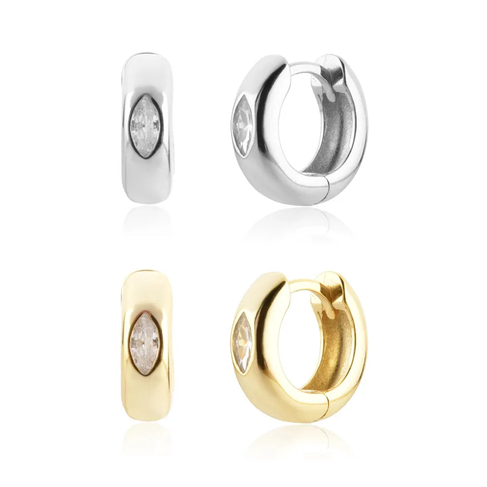 FUAMAY Wholesale 925 Silver Unique Trendy Elegant Earring Marquise Cut Bold Hoop Earrings Chunky Round Hoop Earrings for Woman