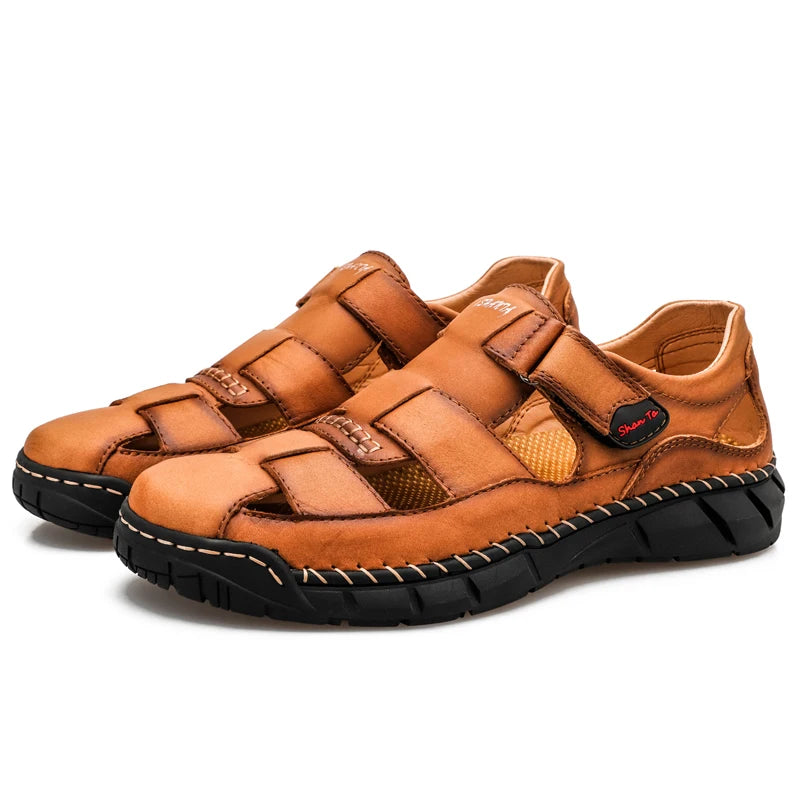 Outdoor Summer Genuine Leather Tape Trekking Sandal Sport Men Leather Sandals