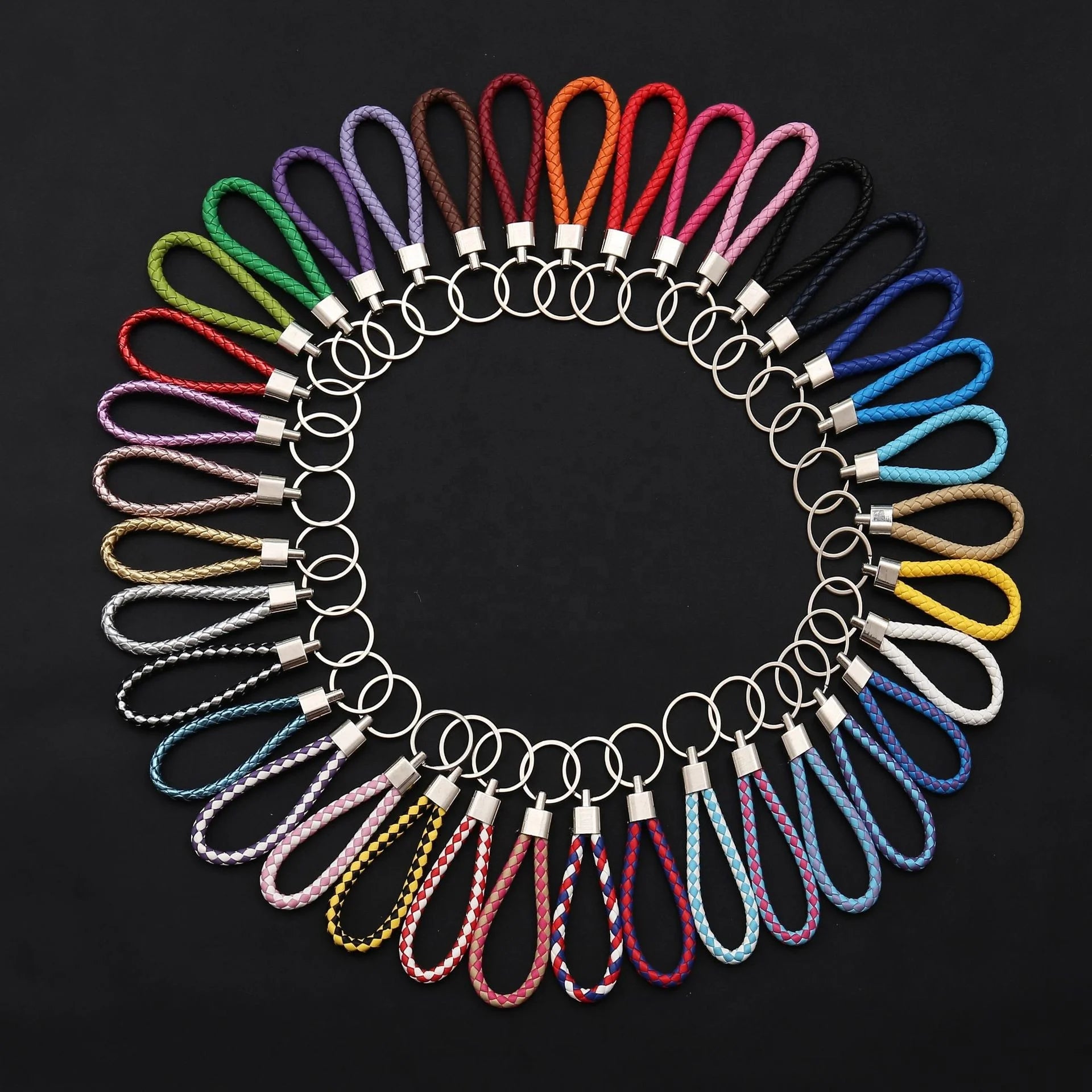 Wholesale Custom Cheap PU Leather Woven Lanyard Keychain Premium Leather Product for Key Organization