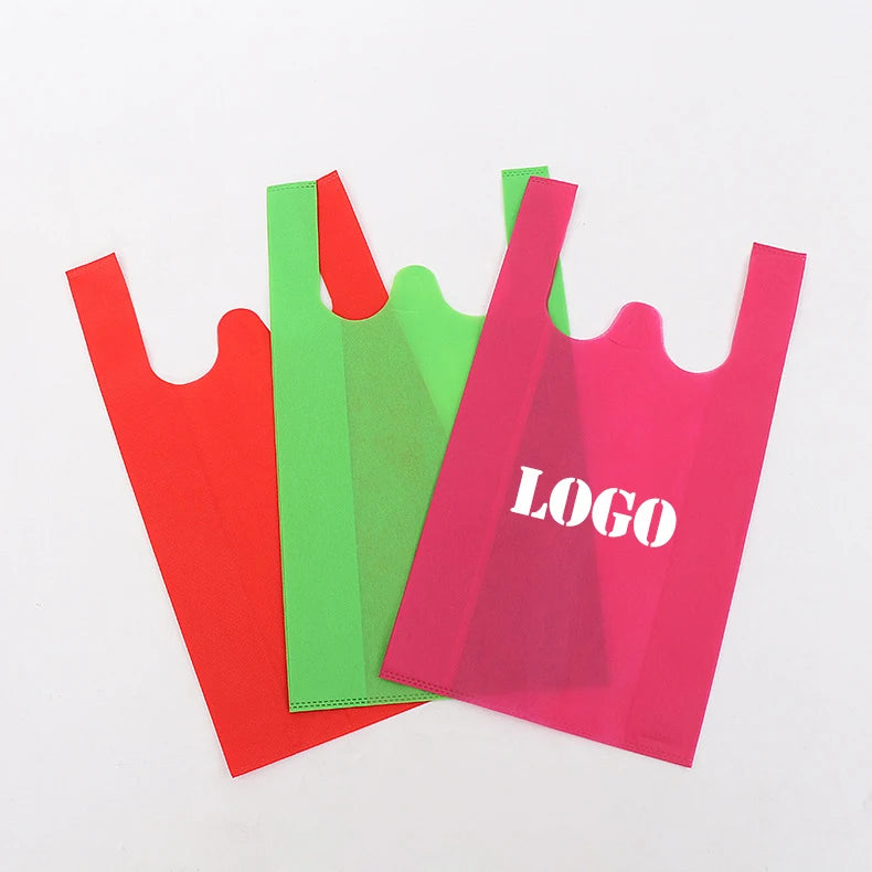 Wholesale Multicolor Customized Die Cut Foldable Reusable Non Woven T-shirt Bag for Shopping Packing