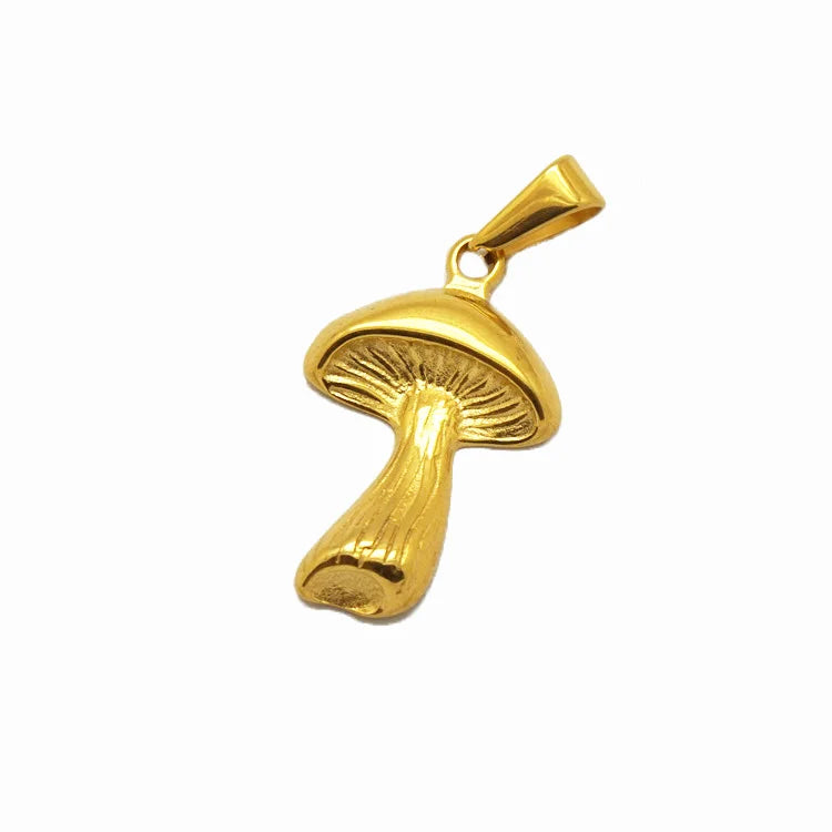 New Mushroom Charm Pendant Plated 18K Gold Stainless Steel Agaricus Bisporus Pendant Hot Sale
