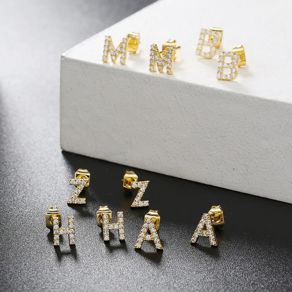 European and American Fashion Trend Small Letter Earrings Zircon Letter Earrings Gift for Women