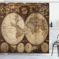 Old World Map Drawn in 1720s Nostalgic Style Art Historical Atlas Vintage Design Cloth Fabric Bathroom Decor Set With Hooks/