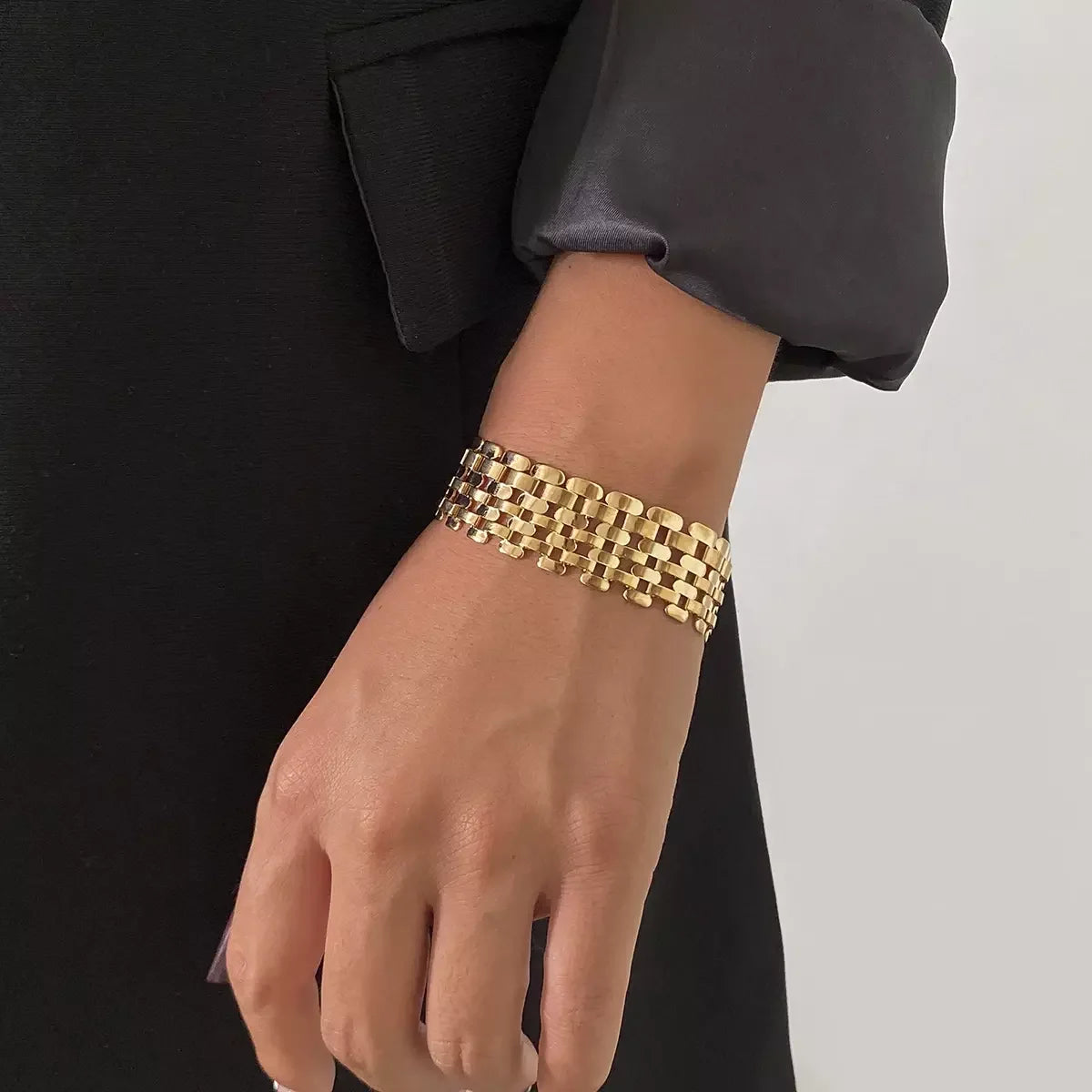 SHIXIN Metal Chunky Wide Link Chain Bracelet Buckle Personalized Bangle Bracelet Gold Silver Rock Bracelet for Women
