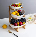 Bamboo Wood Frame Serving Plate Ceramic Fruit Snacks Display Container Model Pattern Salad Vegetable Fruits Nuts Other Snacks