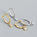 Fashion Minimalist Earrings Jewelry 925 Sterling Silver Geometric square Diamond Drop Earrings Gold Plated Hoop Earrings Women