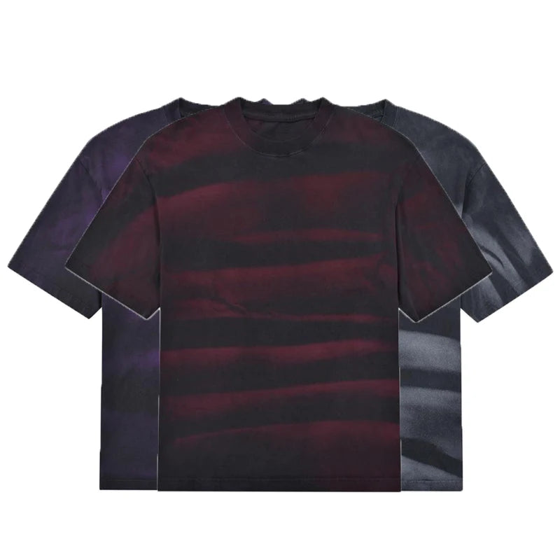 250Gsm Acid Wash Heavy Weight Knitted Oversized T-Shirt for Men Custom Graphic Vintage Print