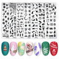 NAP003 Stainless Steel 12*4cm Beauty Nail Art Plates Flower Snow Christmas Series for Manicure Design Set