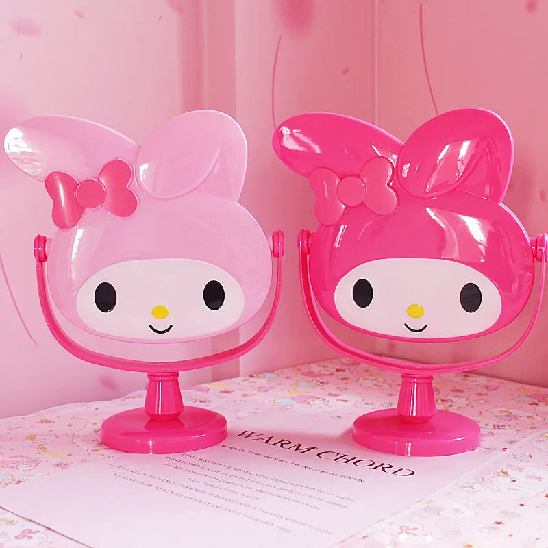 Pink Lovely Melody Makeup Mirror Plastic Desktop Mirror Girly Single Sided Princess Mirror with Paper Box Espejo De Maquillaje