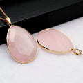 Natural Stone Rose Quartz Pendant Crystal Healing Stones Faceted Electroplating Pendant Necklace DIY Jewelry Accessories