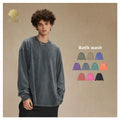 CNSHELL 275gsm Eco-friendly Dye Batik Washed Vintage Rib Cuff Long Sleeve Oversize Daily Wear Casual T Shirts for Men