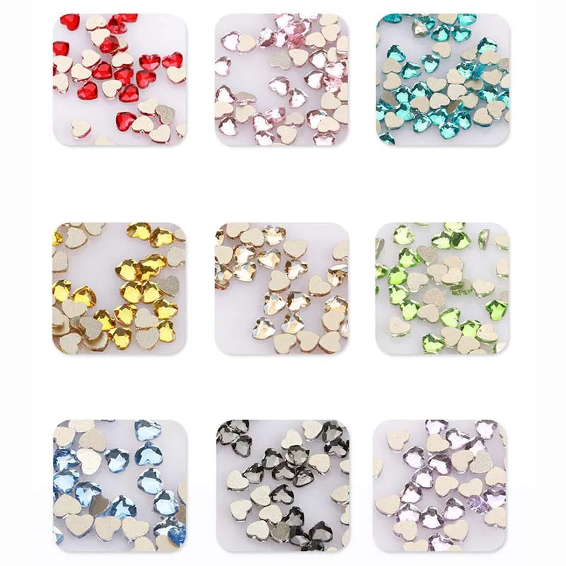 Diy Jewelry Making Glass Drill Rhinestones Flat Back Nail Art Glue-on Crystal Peach Heart Shape Sparkling Embellishment Diamonds