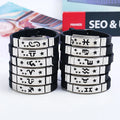 Wholesale Custom logo Acceptable Stock Stainless Steel Zodiac Sign Constellations Silicone Bracelet