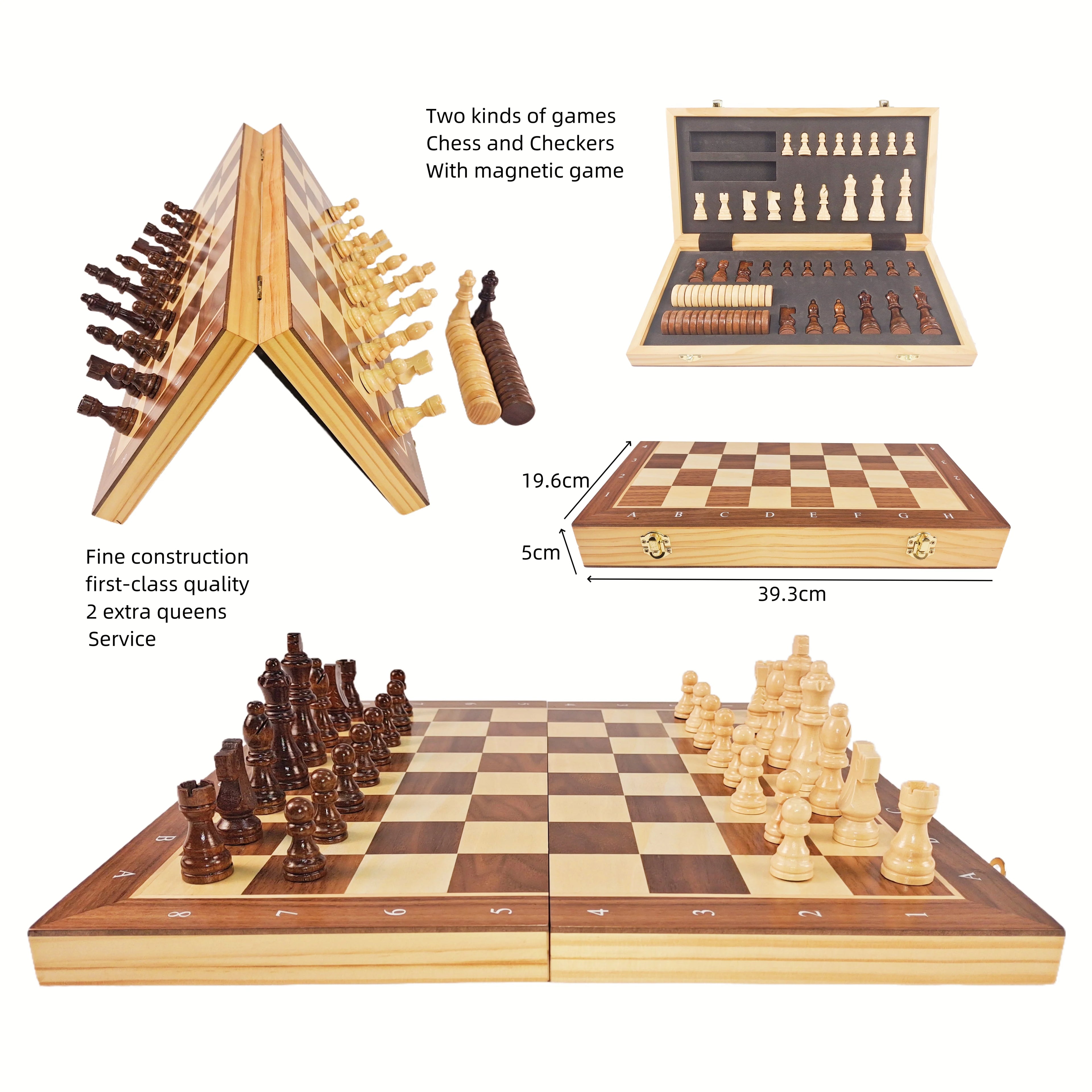 Luxurious Chess Box with Folding Magnetic Chessboard Educational Game for Adults and Children