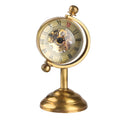 Antique Brass Finished Spinning Globe Skeleton Watch for Desk Decoration Mechanical Table/Desktop Accessory for Luxury Gift