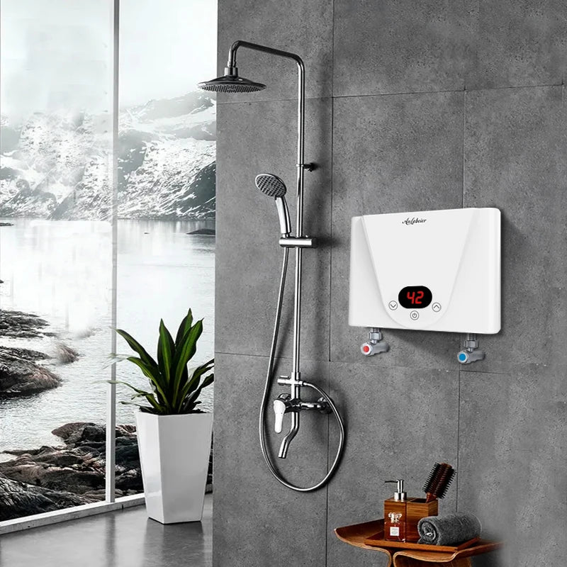 Anlabeier 0.02Mpa-0.6Mpa Low Pressure System Tankless Hot Instant Horizontal Electric Water Heater for Bath Shower