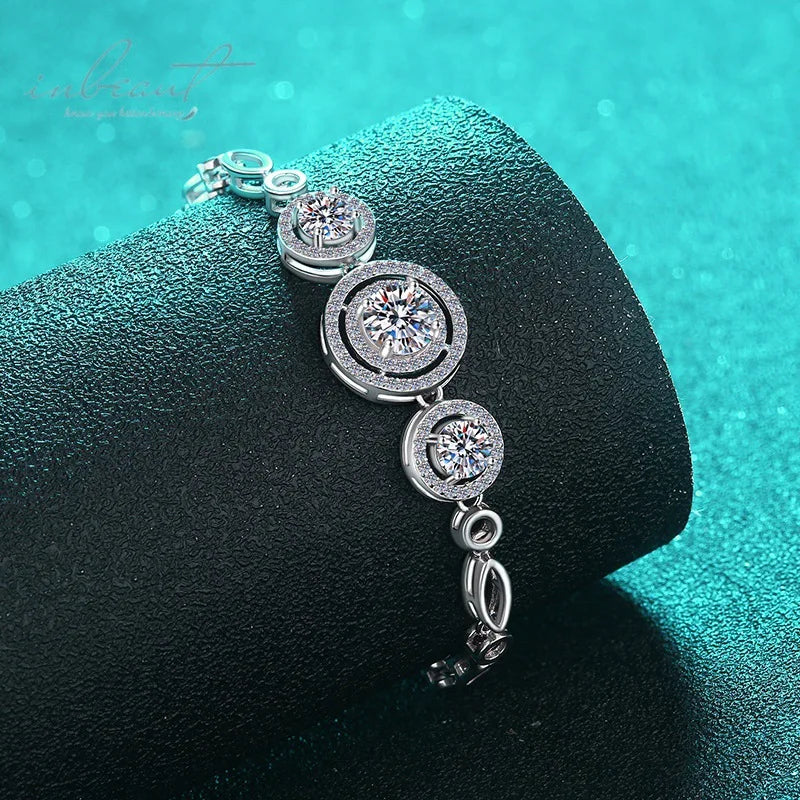 Silver 925 Original Total 2 Carat Round Brilliant Cut Diamond Test Past D Color Moissanite Bracelet for Women Gemstone Jewelry