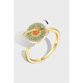 QS668 Planet Design S925 Sterling Silver Rainbow Color Diamond Ring Spinner Ring