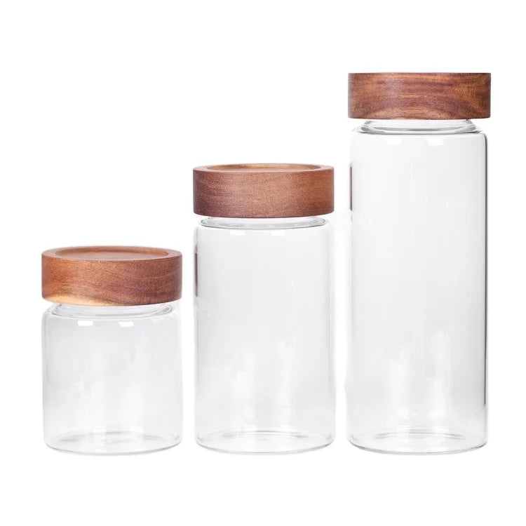 Wholesale Food Grade Transparent Plastic Storage Jar Rectangle Honey Threaded Glass Bottle Kitchen Cereals Coffee Bean Sealed