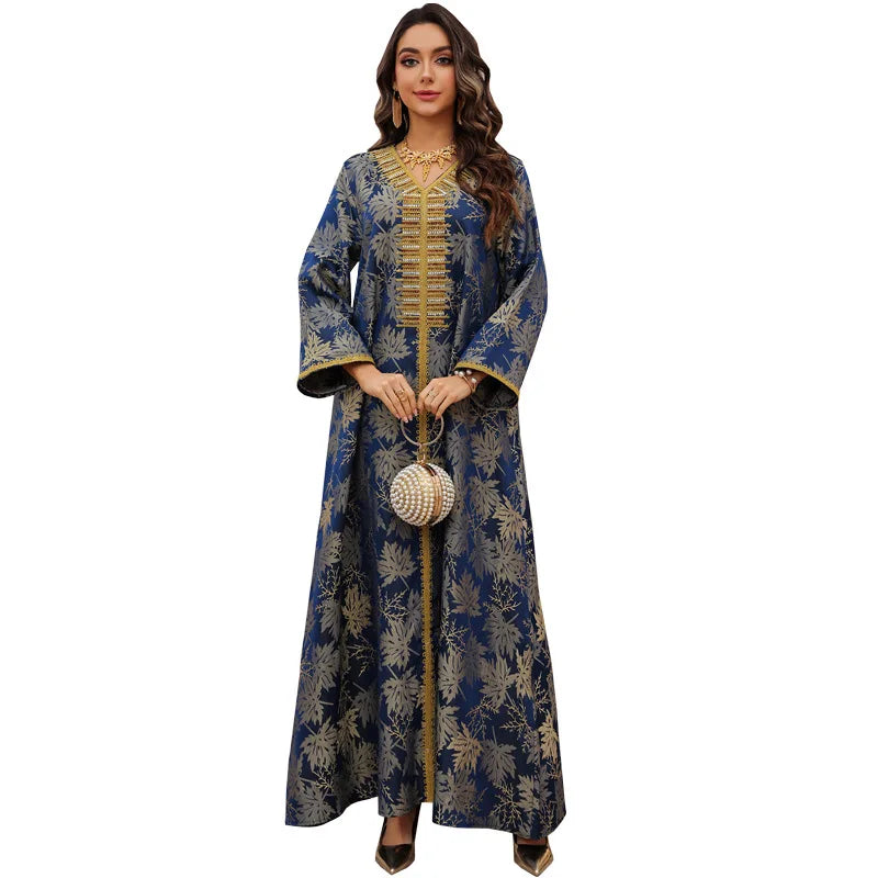 Hot Sale Wholesale Women  Abaya Dubai Islamic Clothing Long Sleeve Elegant Dress Fashion Muslim Long Dresses