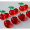 Low Price Red Fruit Acrylic Charm 3D Strawberry Cherry Shape Pendant DIY Earrings Phone Case Findings