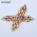JUNAO 20*100mm Claw Glass Rhinestones Clothing Decoration Flatback Sewing Strass Chain Gemstones With Gold Setting