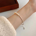 Elegance 925 Sterling Silver Geometric square Beads Pearl Chain Bracelet for Women Wholesale