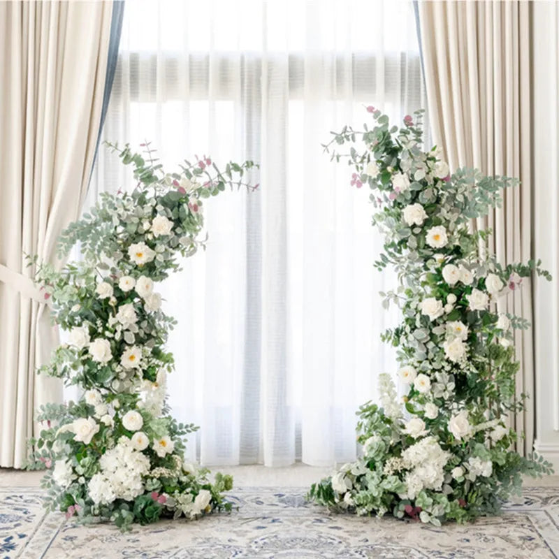 Artificial White Rose Hydrangea Wedding Arch for Wedding Background Flower Hoop