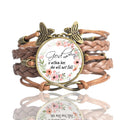 Holy Bible Vintage Brown Leather Braided Bracelet Scripture Bangle Christian Jewelry Gift