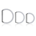 G23 ASTM F136 Titanium D Shape Septum Rings 16G Cubic Zircon Cartilage Helix Earrings Hinged Clicker Nose Rings Daith Piercing