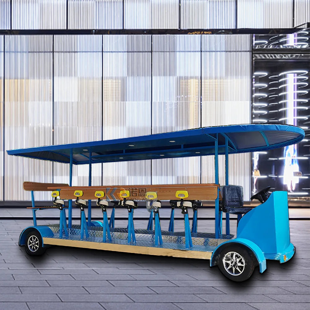 The New Listing Light Blue Beer Party Bike Pedal Tour Sightseeing Mobile Bar Many People Party