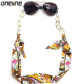 Fashion Retro Printing Ribbon Silk Scarf Glasses Rope Chic Spliced Acrylic Hanging Neck Sunglasses Chain