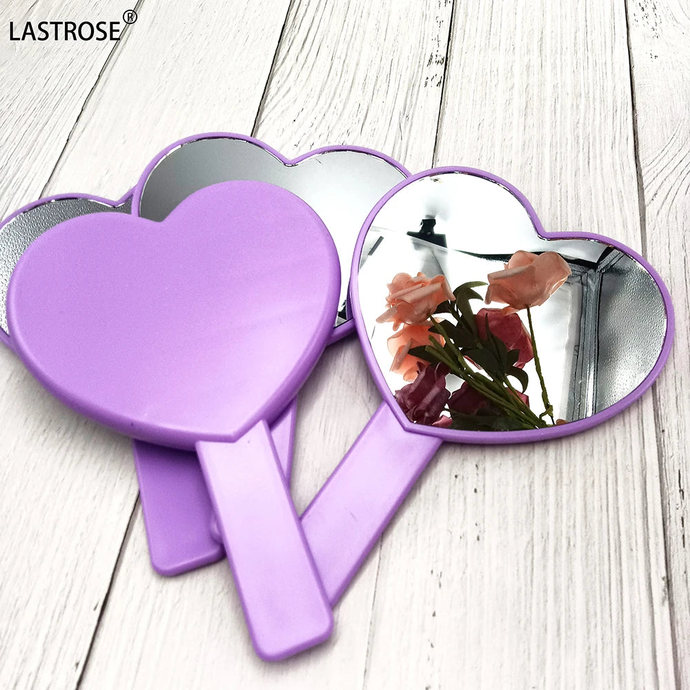 Mini Portable Light Makeup Mirror Square Handheld Cosmetics Tool Private Label LOGO ABS Compact Handheld Heart Makeup Mirror