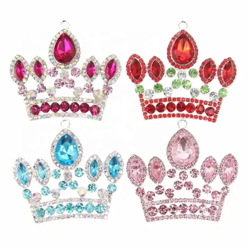 Fashion Cute Children's Alloy Rhinestone Princess Crown Pendant with Silver Plating for Women & Men Necklace Accessories