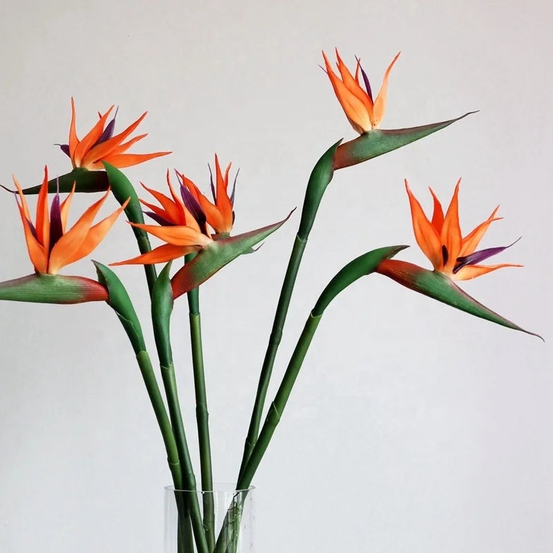 M259 Real Touch Bird of Paradise Flower Stem Silicone Heaven Bird Single Branch Flower Silk Artificial Flower for Home Decor