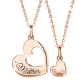 925 Sterling Silver Couple love Half Heart Mothers Day Mom Daughter Pendant Necklace