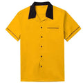 Classic Retro Shirt for Men Summer Short Sleeve Retro Bowling Shirts Casual Solid Color Cotton Single Breasted Blouse