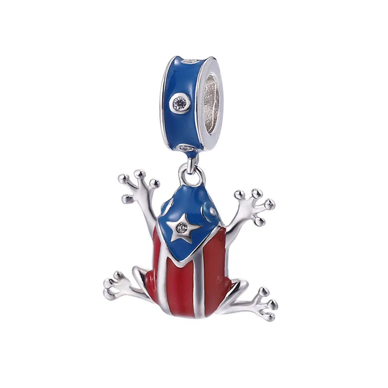 2021 Hot Selling 925 Sterling Silver Frog Charm Beads for Bracelet Pr Coqui with Colorful Effect