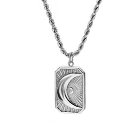 High Quality Stainless Steel Silver Moon Geometry Necklace for Women Waterproof Texture Non-Fading Trendy Chains for Gift