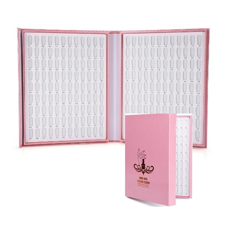 Portable 216 Color UV Gel Polish Nail Display Chart Solid Paper Nail Sample Display Book Stand for Nail Art Minimum Order 10 Pcs