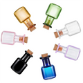 Mini Colorful Glass Bottles 2ml Rectangle Cute Design with Cork Stopper Screen Printed Carton Packed for Wedding Decoration