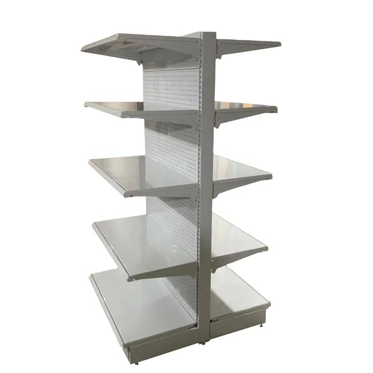 Economically Priced Gandola Single-Sided Supermarket Shelves Light Duty Metallic Rack Display