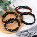 Wholesale in Stock Unisex Jewelry Vintage Braided Custom Logo Magnetic Clasp Leather Bracelet for Men