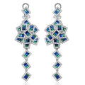 Luxury Stacking Colorful baguette Earrings Silver 925 Jewelry Multi Color Zirconia Women 18k Gold Plated Diamond Dangle Earrings