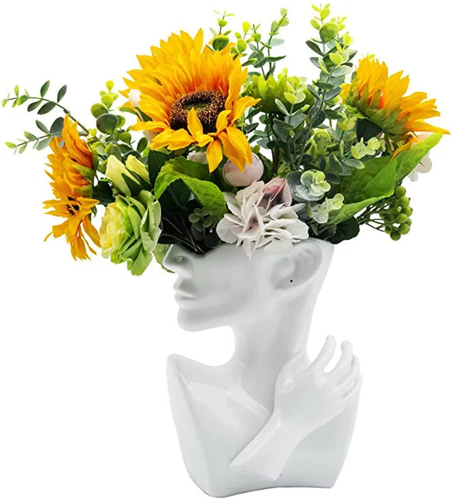 Body Vase Female Form Bust Shaped Vase for Flower Modern Cute Face Planter Ceramic Statue Human Face Vase Decor for Home Decor