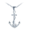 Anchor 925 Silver Necklace Pendant Zircon Diamond Setting Heart Style Combination